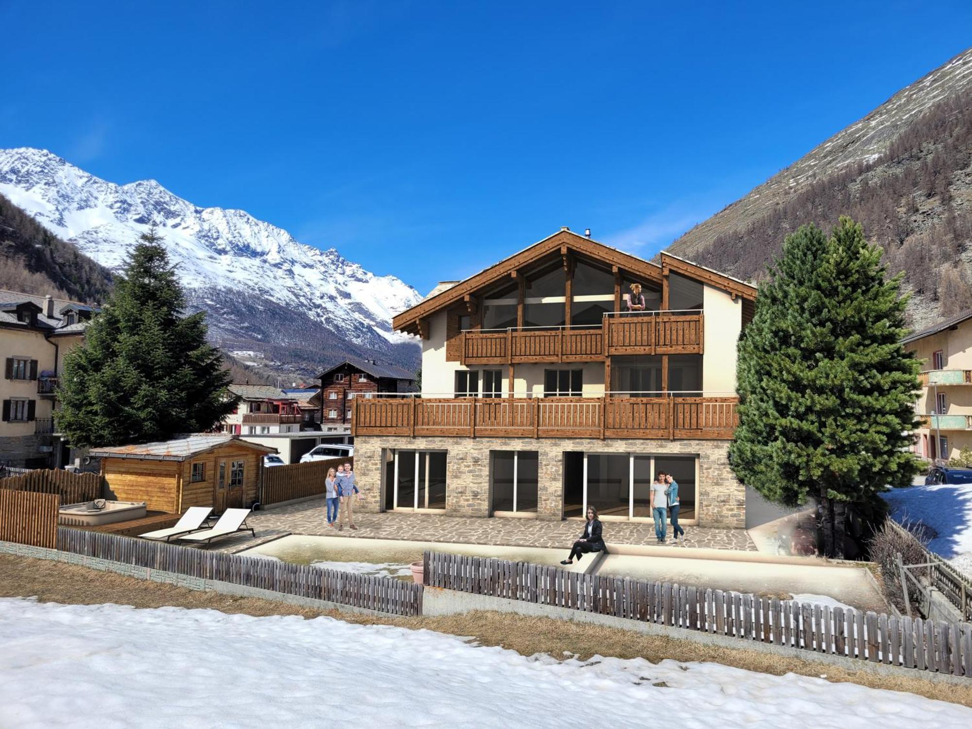 Ferienwohnung Haus Faderhorn Saas-Almagell Exterior foto